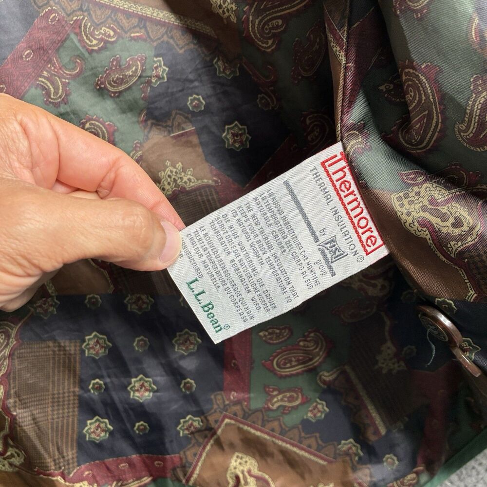 L.L. Bean Diamond Quilted Chore Jacket Coat Green Women's Large Vintage - Picture 7 of 14